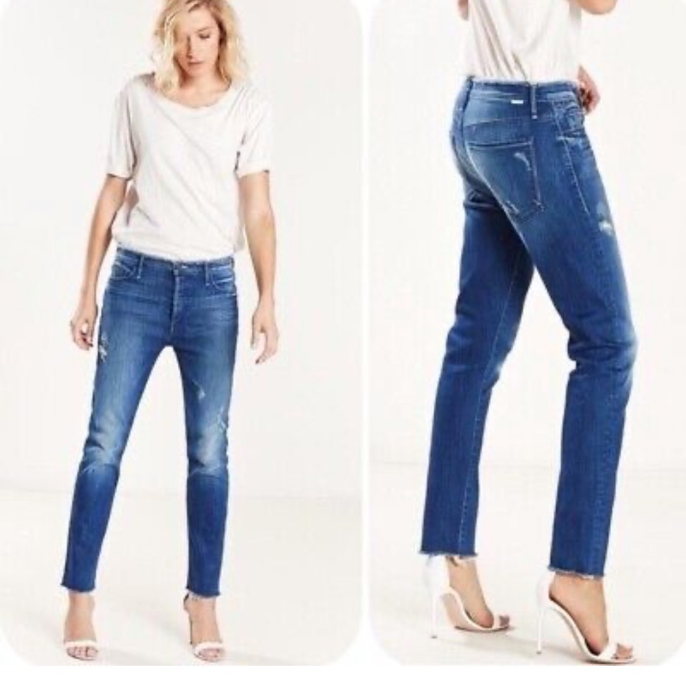 MOTHER / The Double Fray Vagabond / Hi-Rise Button Fly Denim Jeans